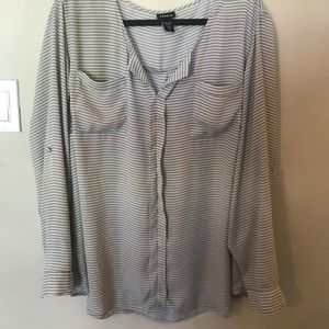 Grey / White striped TORRID flowy top